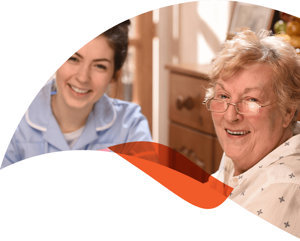 nurse and patient smiling