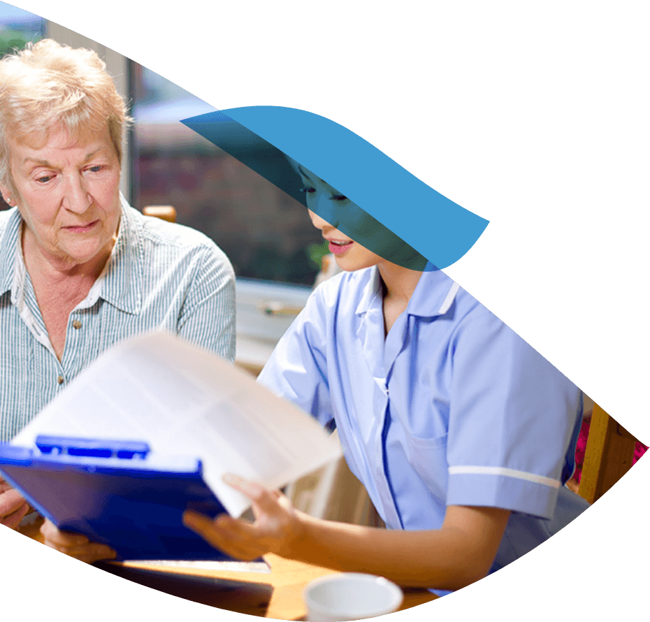 nurse making a house call to senior